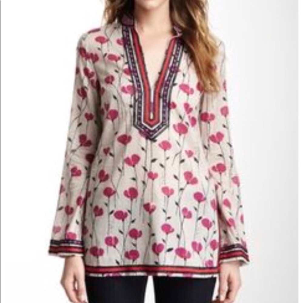 Tory Burch pink Tulips Tunic Sz 4